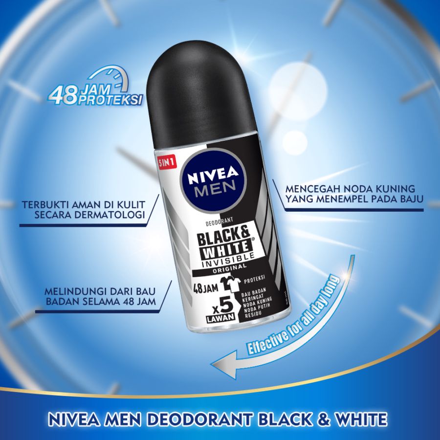 Nivea Men Invisbile Black & White Deodorant Roll On 50ml