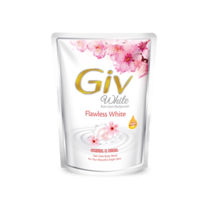 Giv White Body Wash Flawless White Sakura & Pearl Pouch 400ml