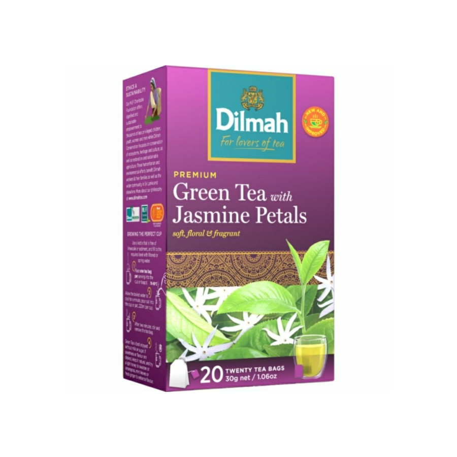 Dilmah Green Tea With Jasmine Petals - Teh Celup - Envelope 20s 1packs 1packs