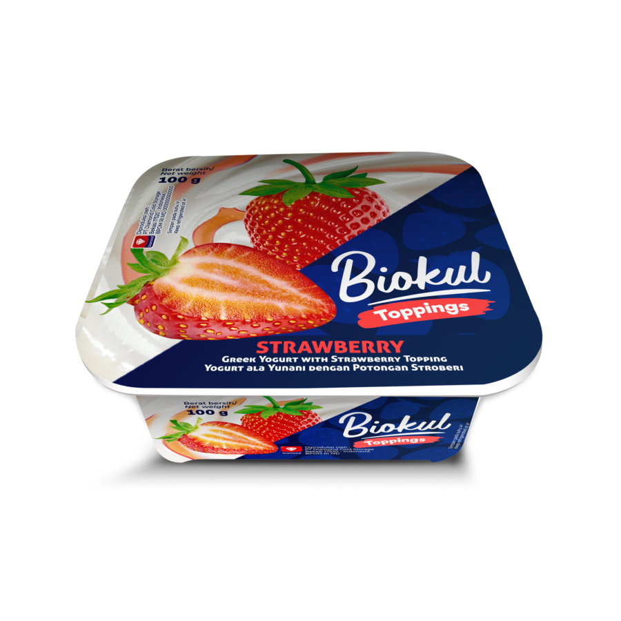 Biokul Yogurt Greek With Topping Strawberry 100gram