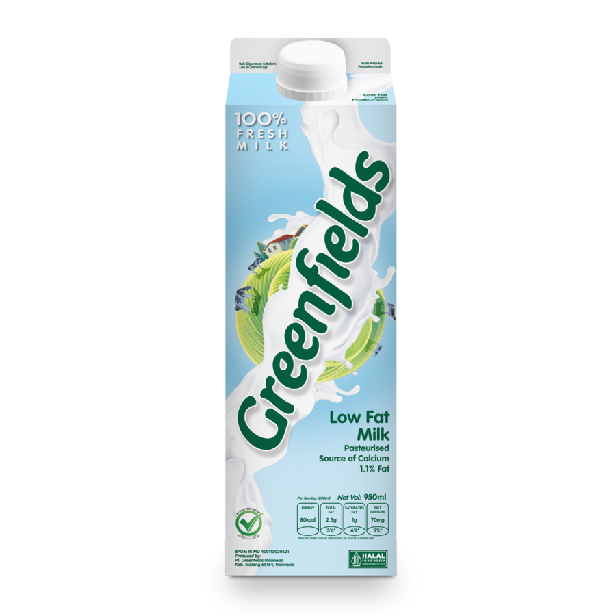 Greenfields Fresh Milk Low Fat/Susu Segar 950ml