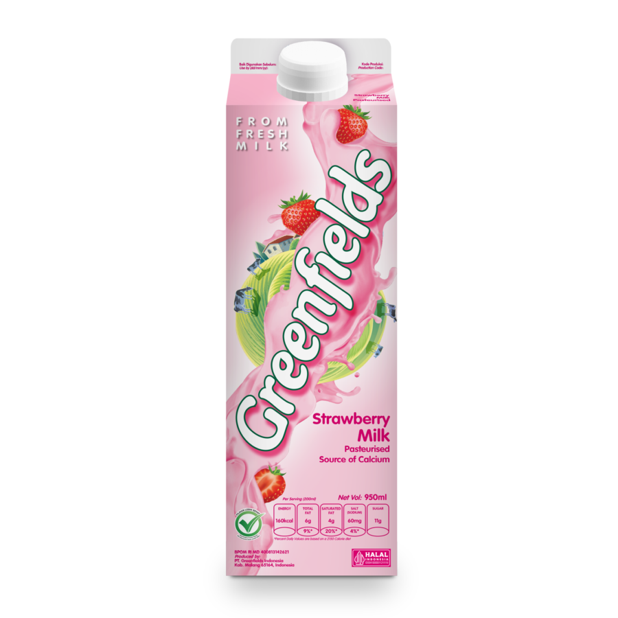 Greenfields Fresh Milk Strawberry/Susu Segar 950ml