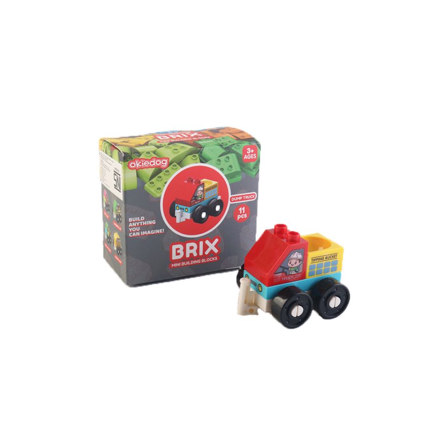 Okiedog Brix Dump Truck 11 pcs/Mainan Bongkar Pasang Anak