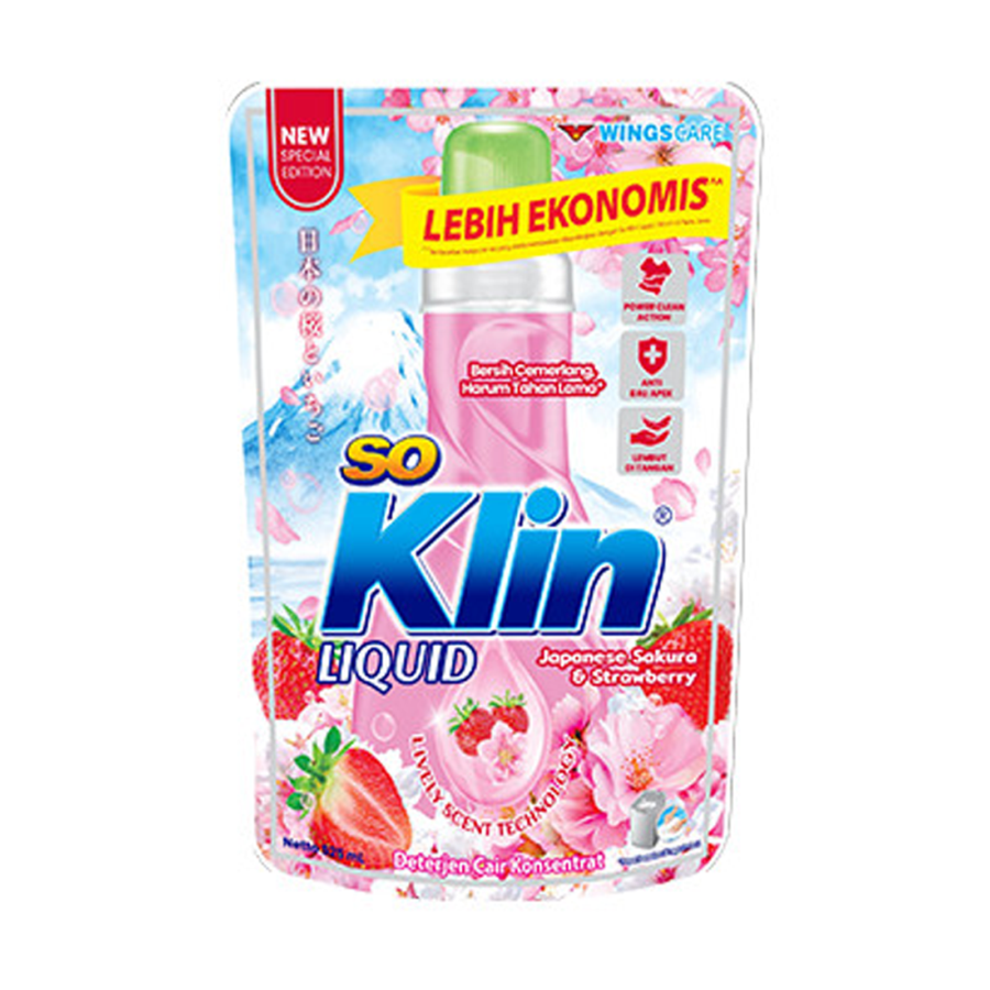 Soklin Deterjen Cair Sakura Strawberry 525ml