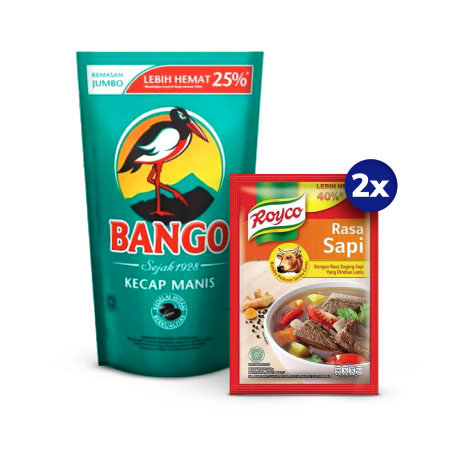 Bundle Bango Kecap Manis Pouch Refill 735ml & 2 Royco Rasa Kaldu Sapi 220 gram