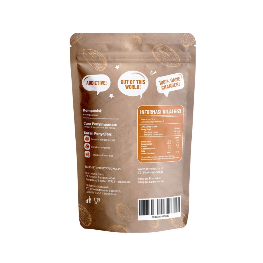 Roasted Sliced Almonds Astro Goods 85gram