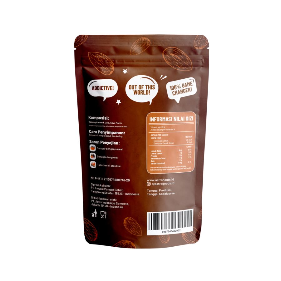 Crunch Almonds Cinnamon Bliss Astro Goods 100gram