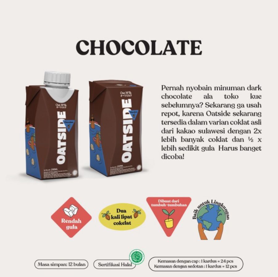 Oatside Oat Milk Chocolate Straw Dus 200ml 24pcs
