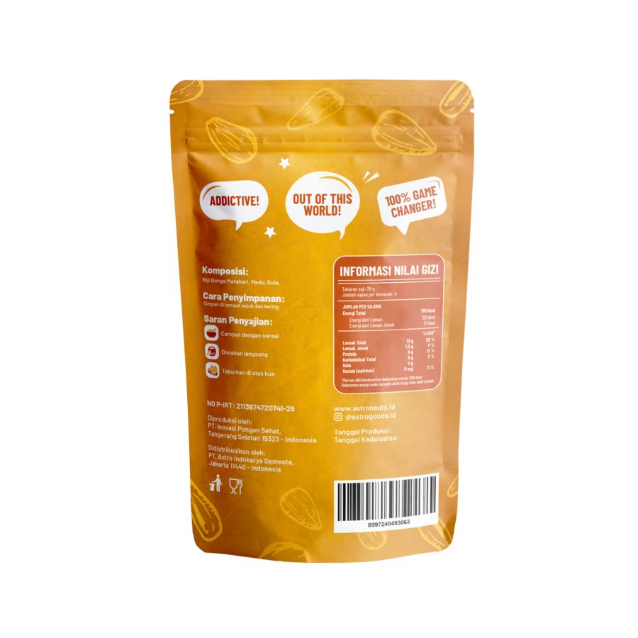 Roasted Sunflower Seeds Honey Drizzle Astro Goods 100gram