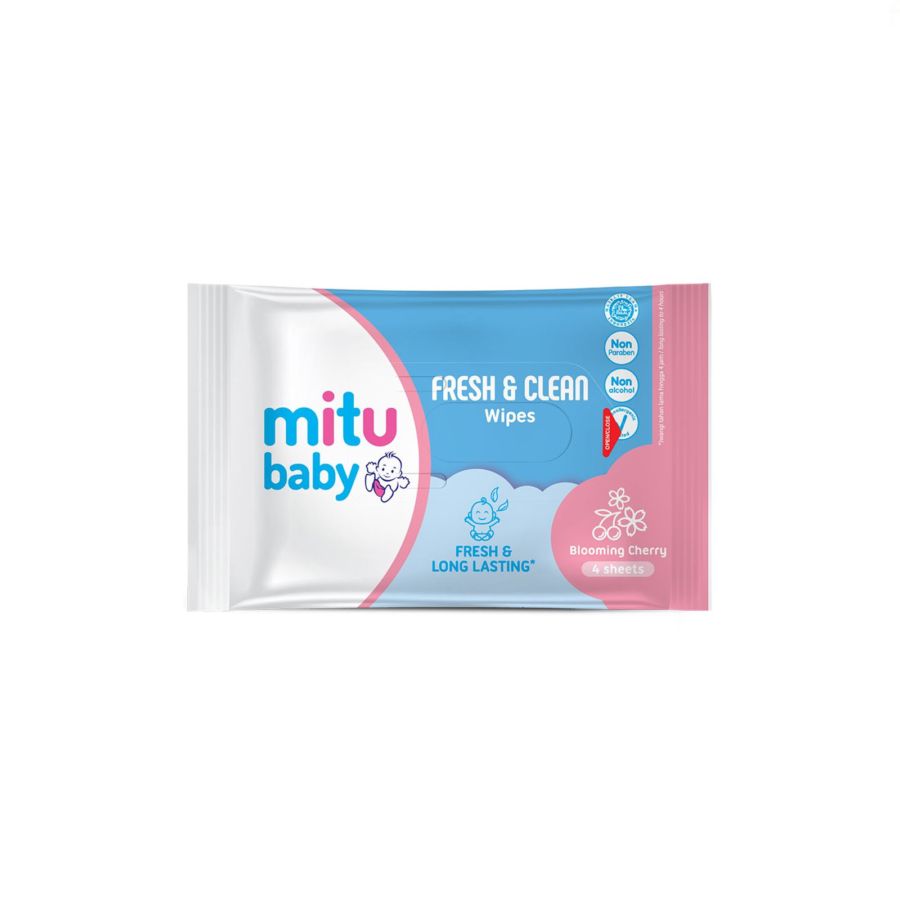 Mitu Baby Tisu Basah Fresh & Clean Wipes Blooming Cherry 4s/Tissue Basah Bayi 4sheets