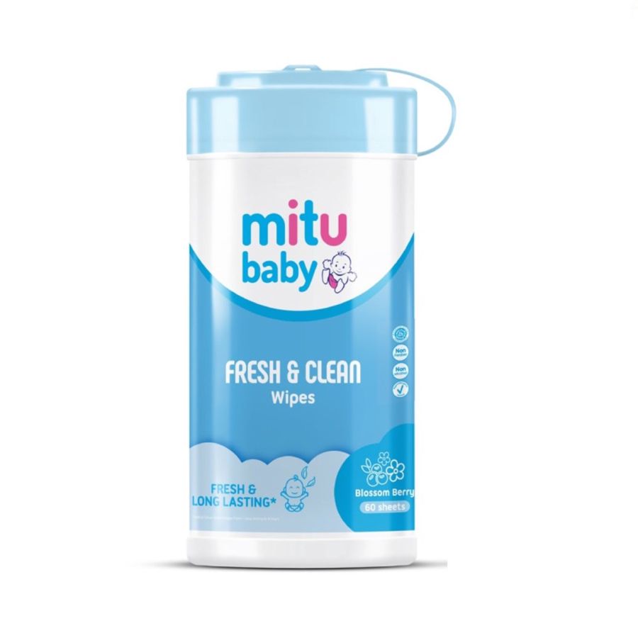 Mitu Baby Wipes Fresh & Clean Blossom Berry Bottle 60sheets