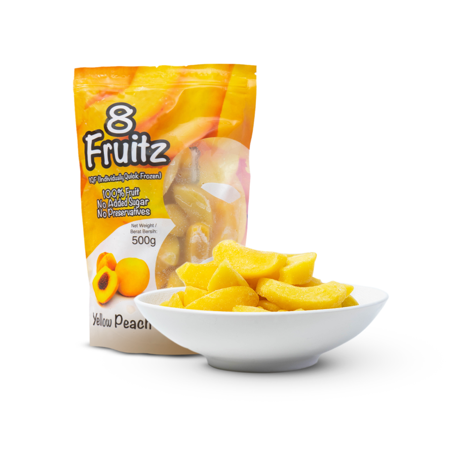 8 Fruitz Sliced Yellow Peach Frozen (IQF) 500gram