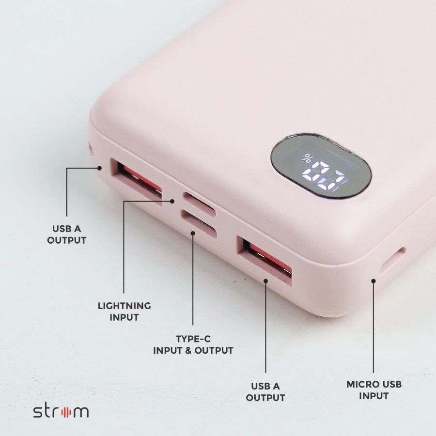 Strom Bitte Smallest Qc Pd Power Bank 10000Mah Real Capacity Pink 1pcs