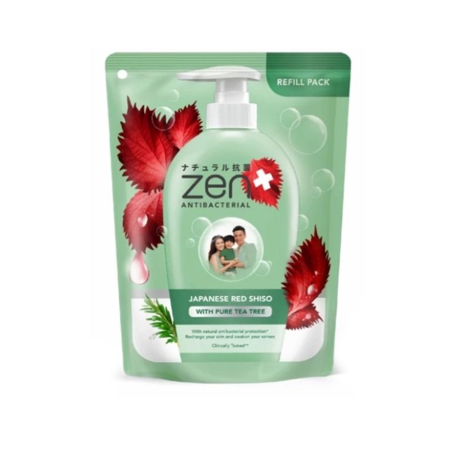 Zen Japanese Red Shiso with Pure Tea Tree Antibacterial Body Wash Refill 400ml