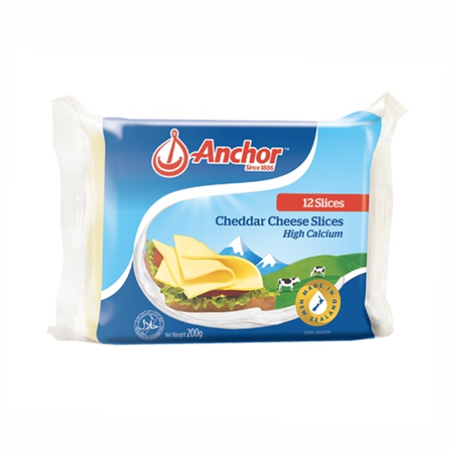 Anchor Cheese Cheddar Slice 12 Pcs/Keju 200gram