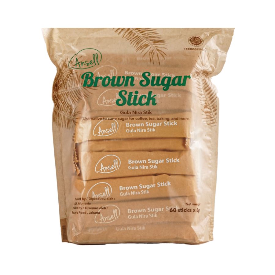 Ansell Brown Sugar Stick 8gr x 60 sachet/Gula 480gram