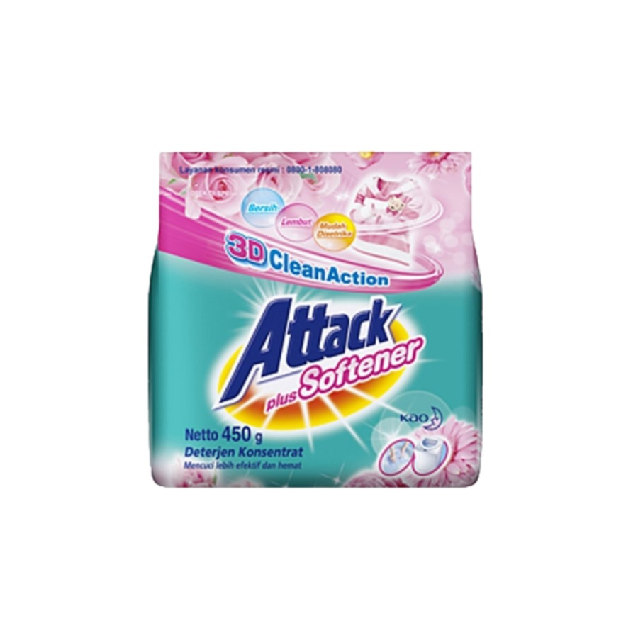 Attack Deterjen Plus Softener 450gr/Deterjen Bubuk 1pcs
