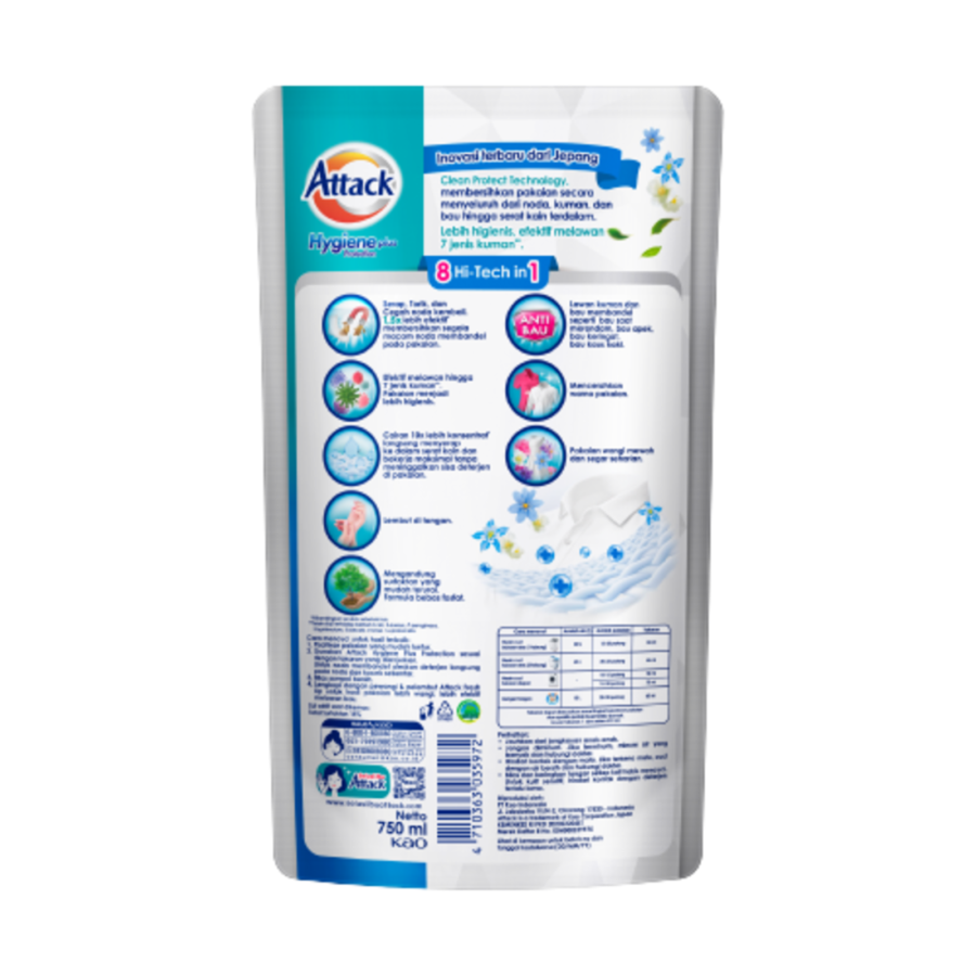 Attack Hygiene Plus Deterjen Cair 750ml