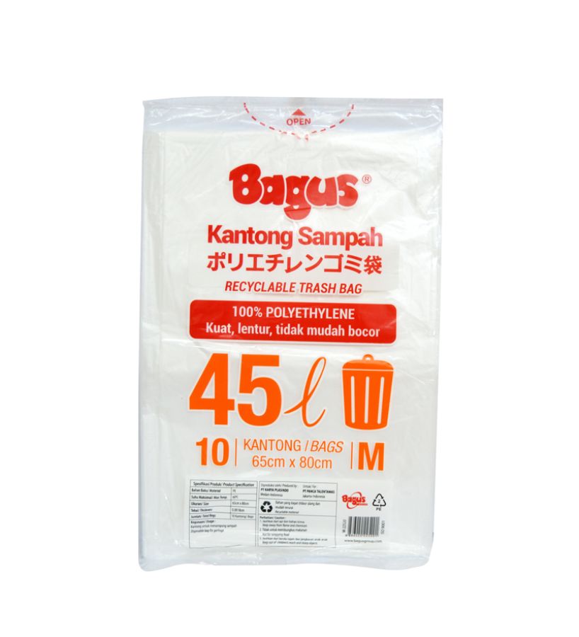 Bagus Kantong Sampah M 65x80cm 45L Gold/White/Gray 10pcs/Trash Bag 1packs