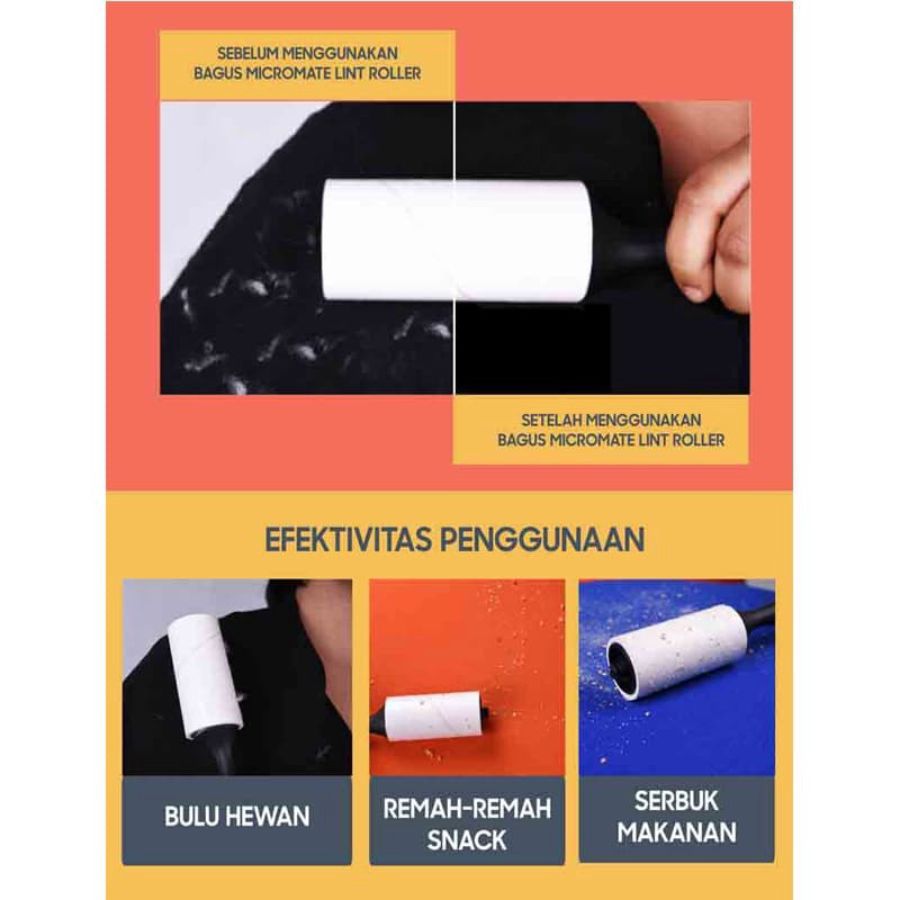 Bagus Micromate Lint Roller Cap/Kebutuhan Pakaian 1pcs