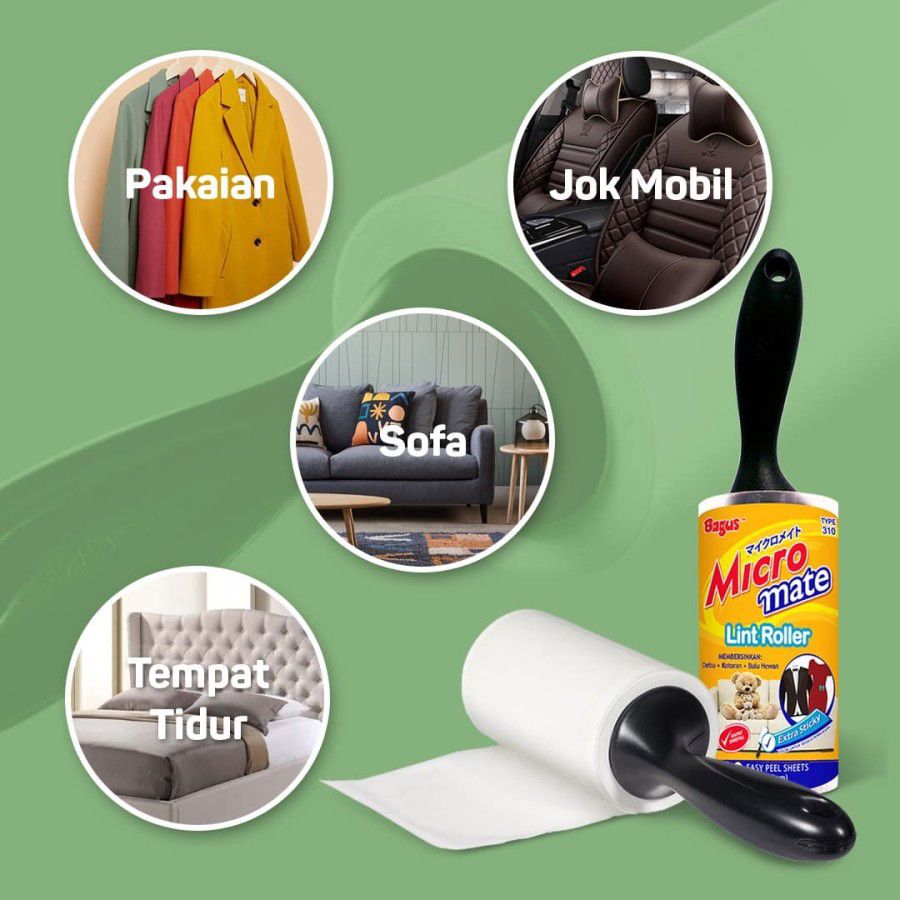 Bagus Micromate Lint Roller Pembersih Pakaian Refill 1pcs