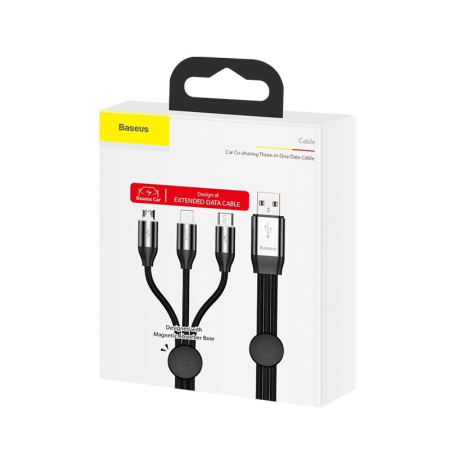 [INVALID] Baseus Car Co-sharing Cable USB For M+L+T 3.5A 1m Black