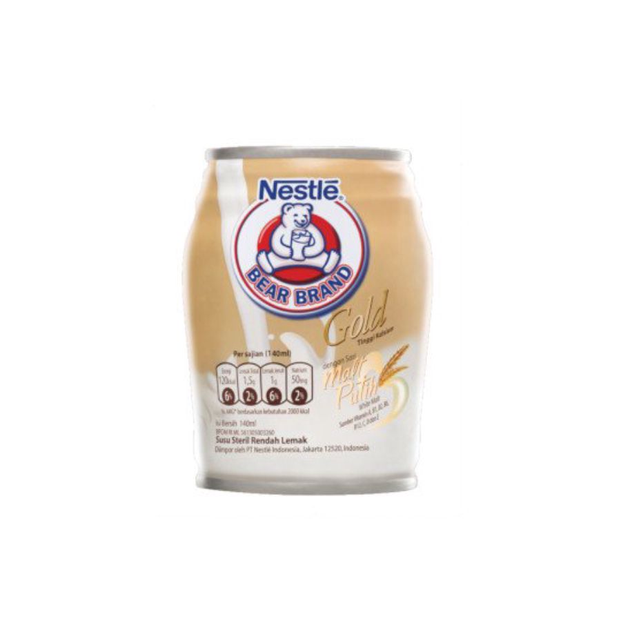 Bear Brand Gold White Malt Milk/Susu Steril 140ml