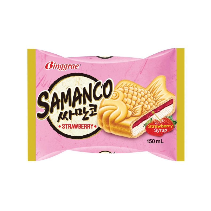 Binggrae Samanco Strawberry Ice Cream/Es Krim 150ml