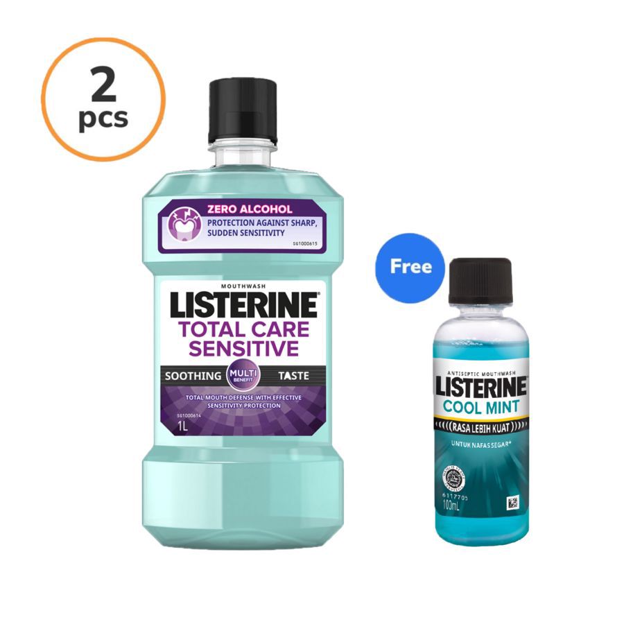 Bundle 2 Listerine Multi Protect Sensitive Mouthwash/Obat Kumur 250 ml - Free Cool Mint 100ml 1pcs