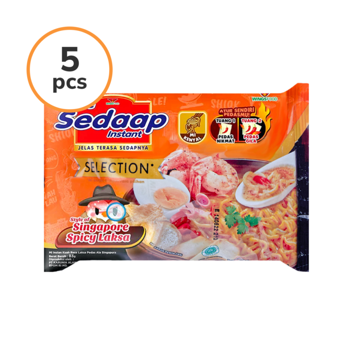 Bundle Isi 5 Mie Sedaap Singapore Spicy Laksa 83gr/Mie Instant