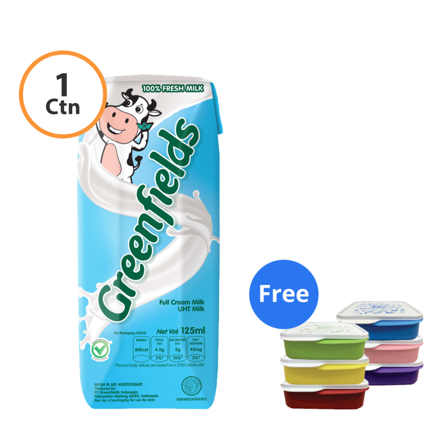 Buy 1 Greenfields UHT Full Cream 125ml 1 Dus 40 Pcs Free Lunch Box Greenfields 1pcs