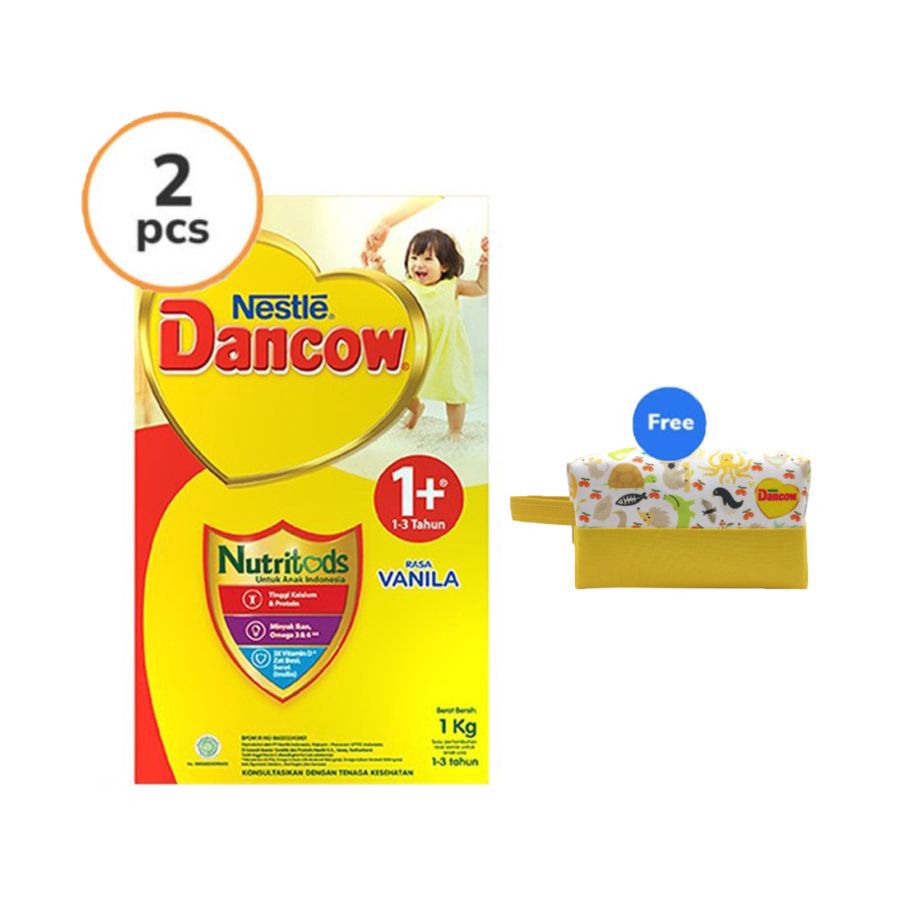 Buy 2 Dancow 1+ Vanilla 1kg Free Pouch Kain 1pcs