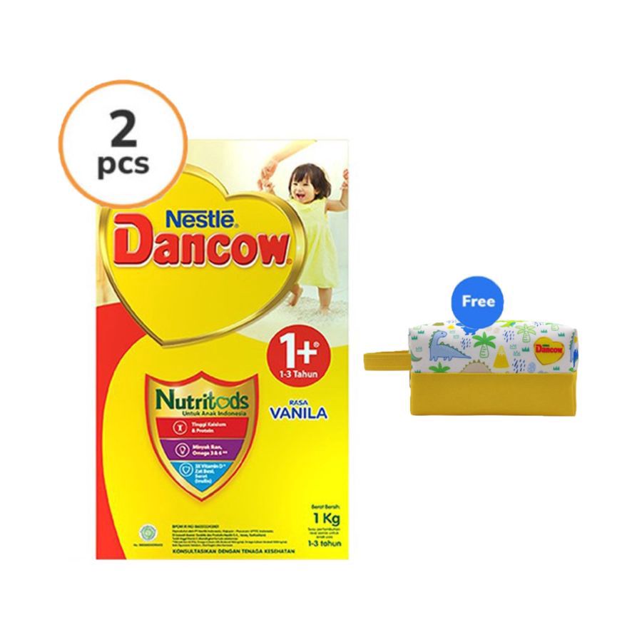 Buy 2 Dancow 1+ Vanilla 1kg Free Pouch Kain 1pcs