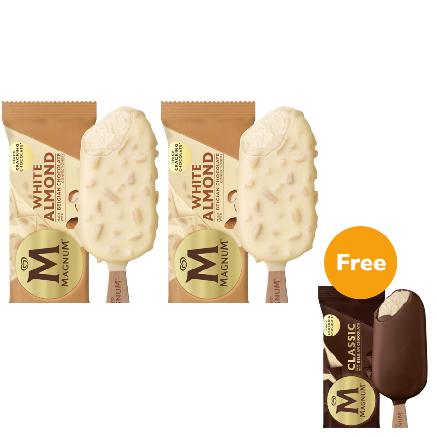 Buy 2 Get 1 Walls Magnum White Almond Free Magnum Classic 1pcs