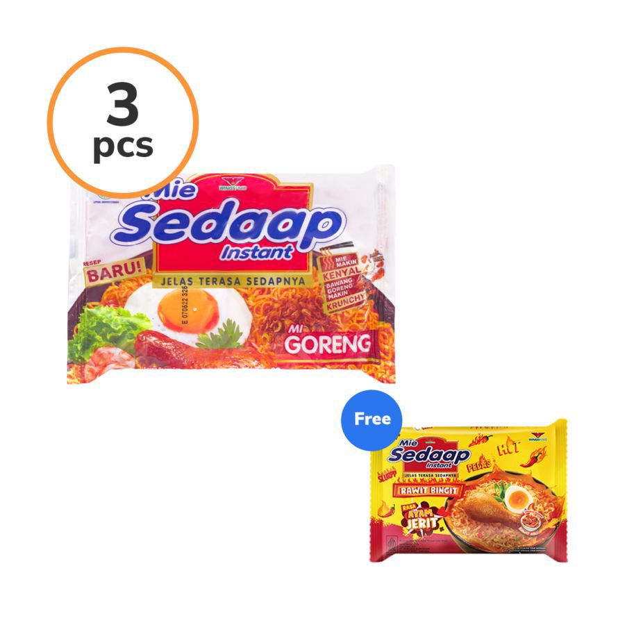 Buy 3 Mie Sedaap Goreng Free 1 Mie Sedaap Ayam Jerit 77gr