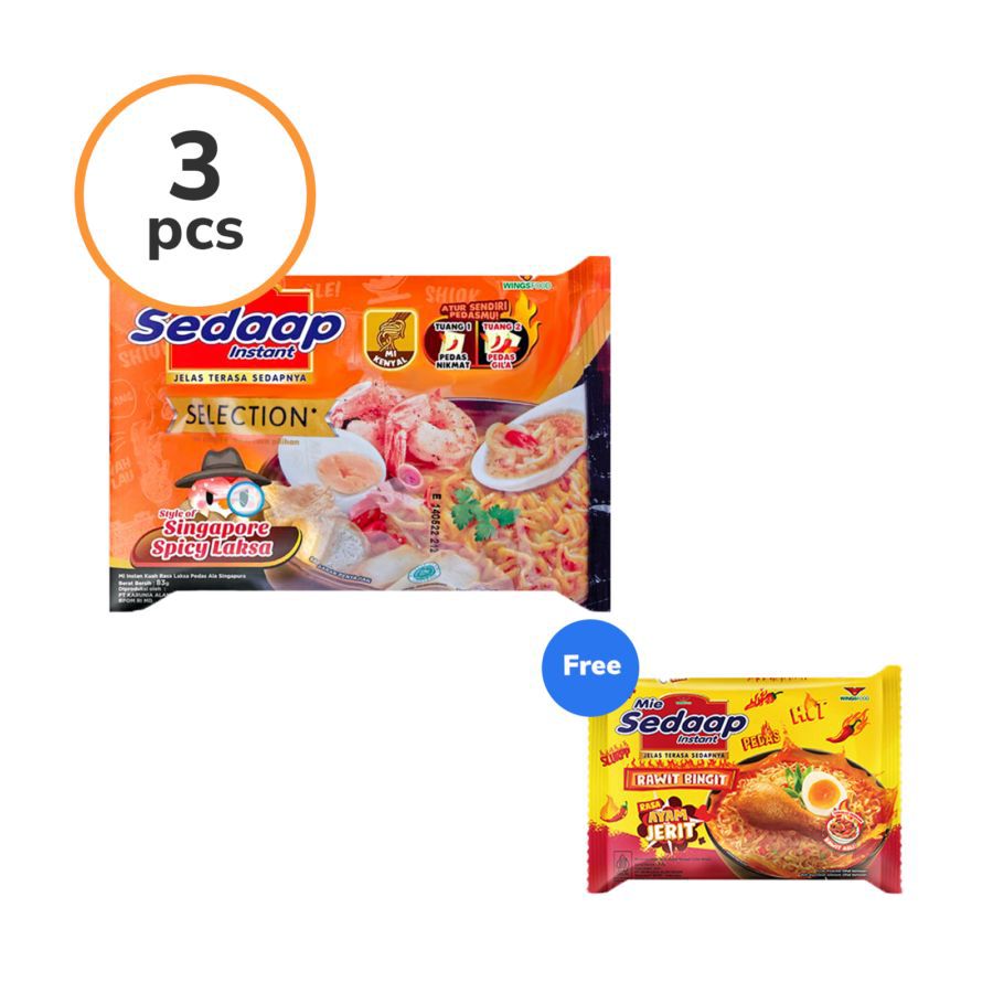 Buy 3 Mie Sedaap Singapore Spicy Laksa Free 1 Mie Sedaap Ayam Jerit 77gr