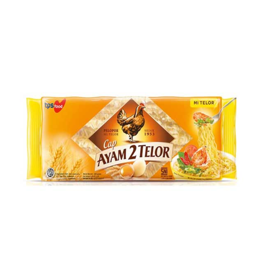 Cap Ayam 2 Telor Mie Telur Lebar & Pipih 200gram