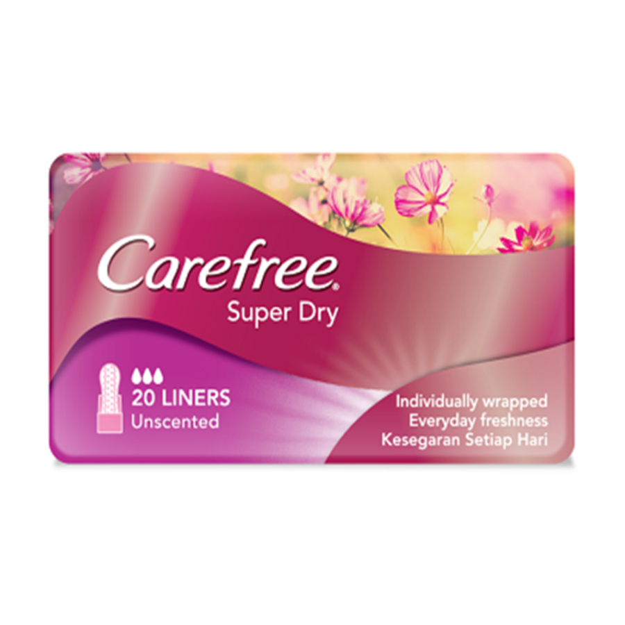 Carefree Pantyliner Super Dry Unscented 20 liners/Pembalut Wanita 1packs