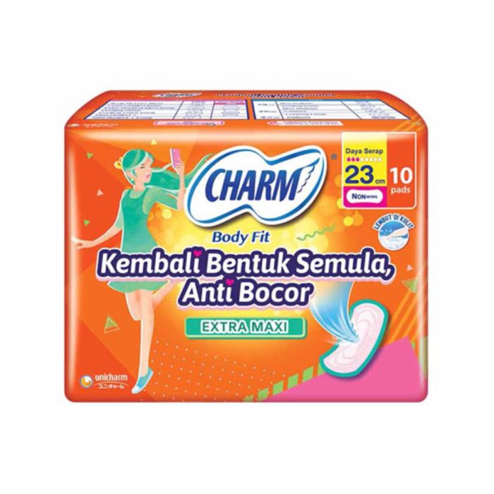 Charm Body Fit Extra Maxi Non Wing 23 cm Pembalut Kewanitaan