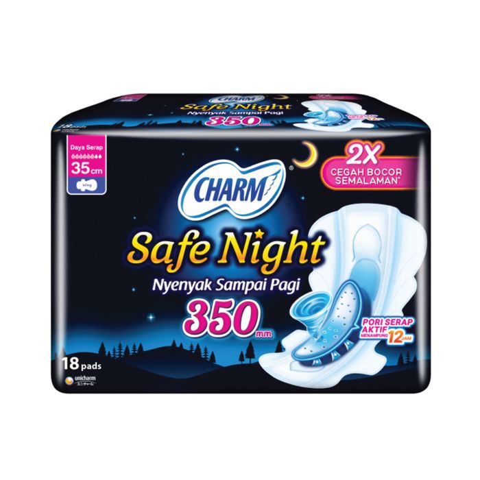 Charm Body Fit Safe Night Wing 35cm 18pcs/Pembalut