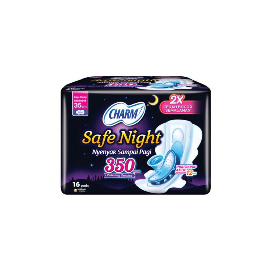 Charm Body Fit Safe Night Wing 35cm Gathers 16pcs/Pembalut Wanita 1packs