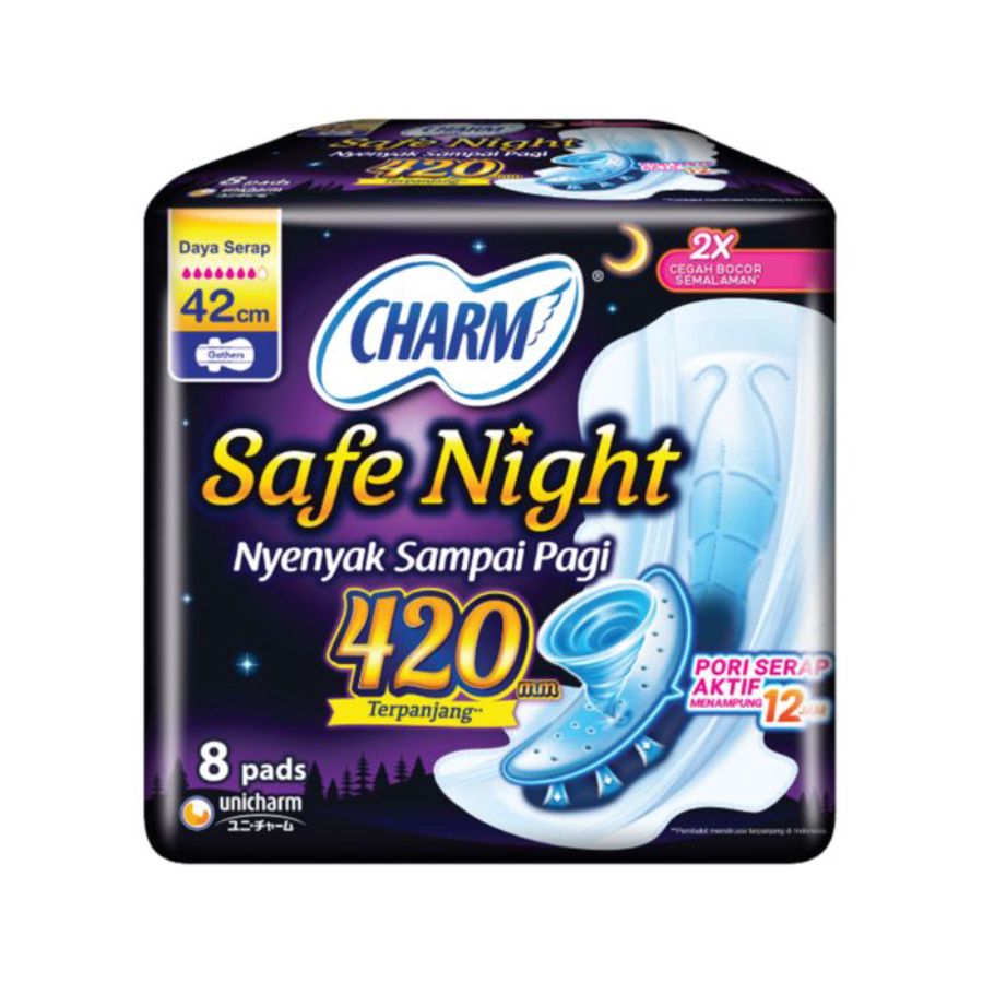 Charm Safe Night Gathers 42cm Pembalut Wanita 7pcs