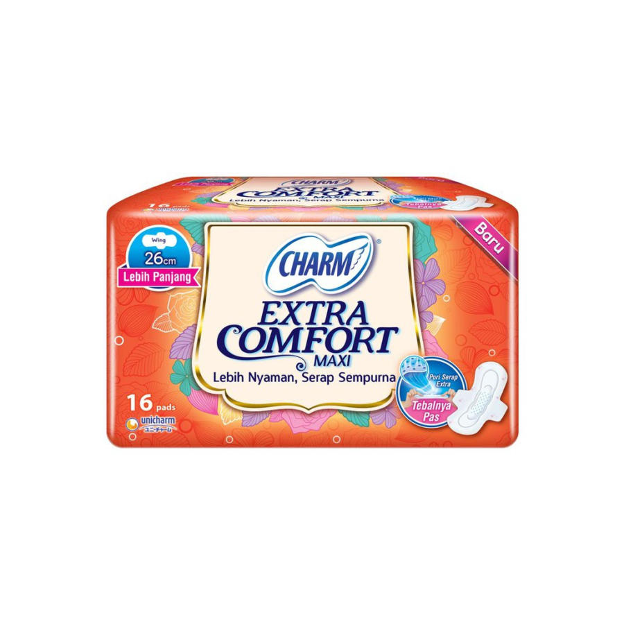 Charm Extra Comfort Maxi Wing 26cm Pembalut Kewanitaan 16pads