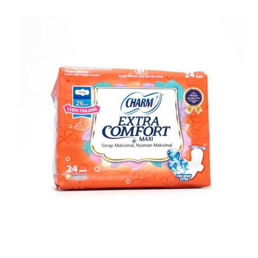 Charm Extra Comfort Maxi Wing 26cm Pembalut Kewanitaan 24pads
