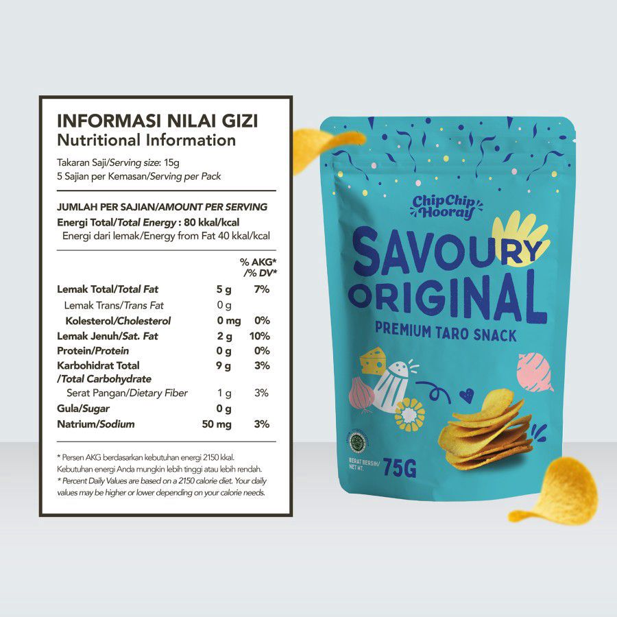 Chip Chip Hooray Premium Taro Snack Savoury Original Gluten Free Healthy Snack 75gram