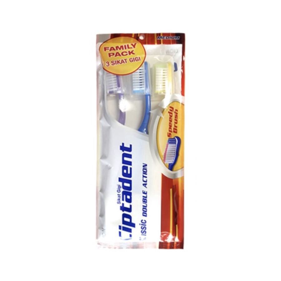 Ciptadent Toothbrush Classic Double Action Medium Kotak Isi 3/Sikat Gigi 1packs