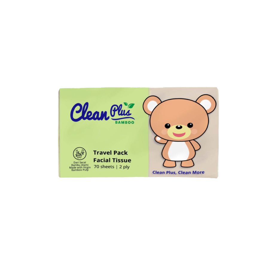 Clean Plus Bamboo Travel Pack Tissue Beruang/Tisu Bambu 70sheets