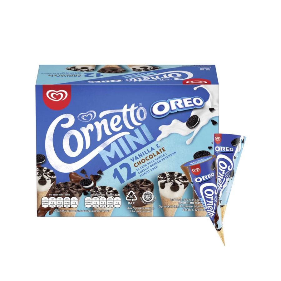 Cornetto Mini Oreo Ice Cream 12 x 28 ml - Es Krim Walls 336ml