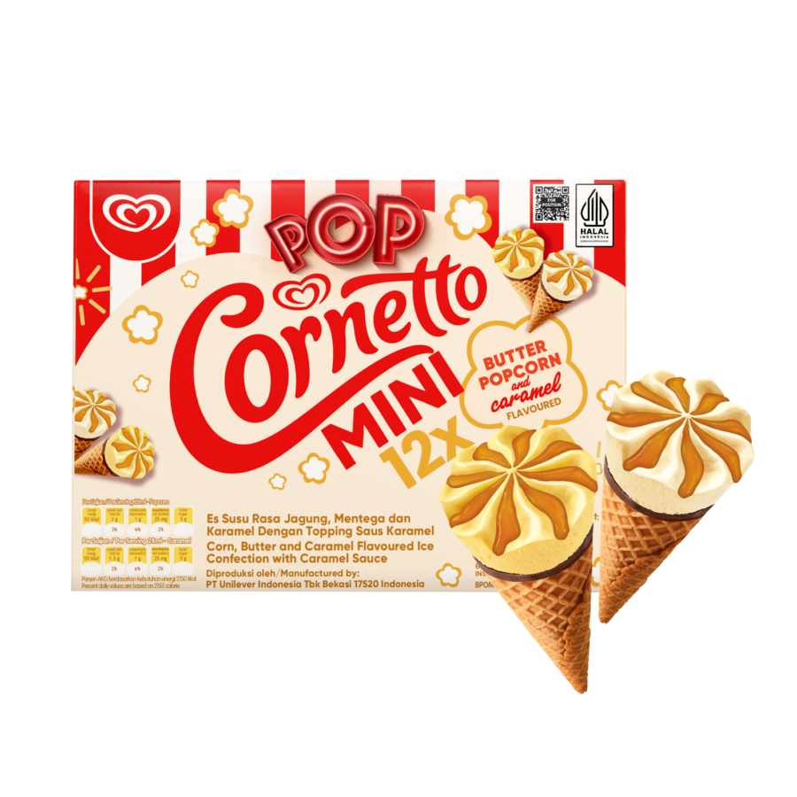 Cornetto Pop Mini Popcorn & Caramel 12 x 28 ml - Es Krim Walls 28ml