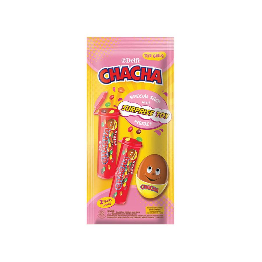 Delfi Cha Cha Minis Surprise Toy Tube/Cokelat 34gram